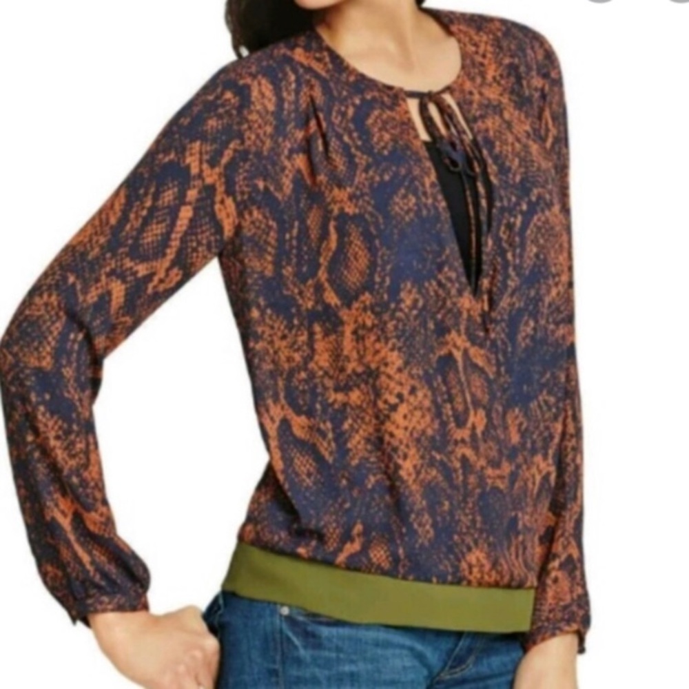 Cabi 101 Python Print Border Wrap Blouse, Medium - image 2